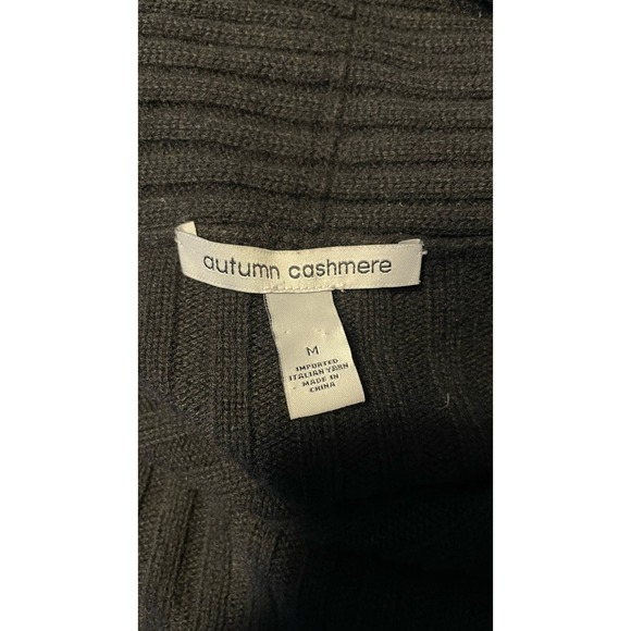 Autumn Cashmere Cashmere Wool Blend Ribbed Leather Braid Cardigan Size: M - Picture 4 of 4